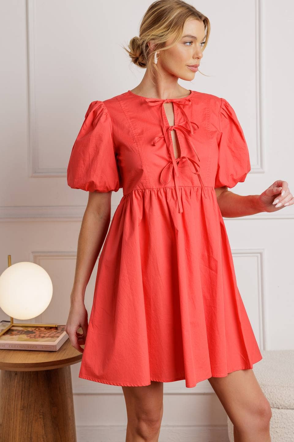 fitted lace wedding dress Dorsa A-Line Mini Dress in Coral Red – shopUNIQUES.com