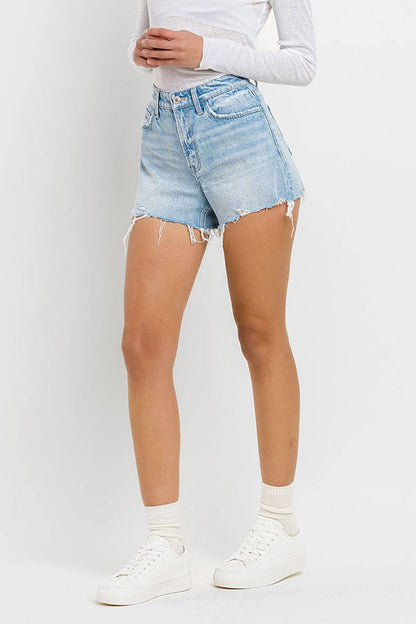 HIGH RISE DISTRESSED HEM A LINE SHORTS T6316