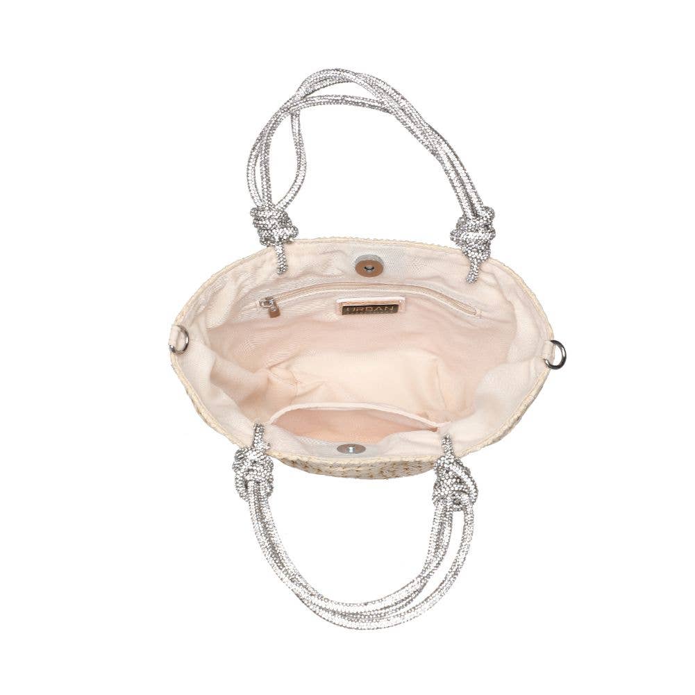 Gaia Straw Mini Tote with Crystal Handles