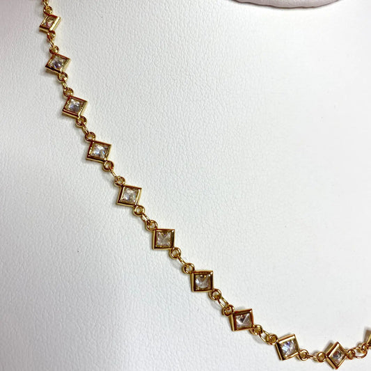 DAINTY CZ CHAIN CHOKER LAYERING NECKLACE