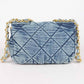 Quilted Washed Denim Flap Clutch