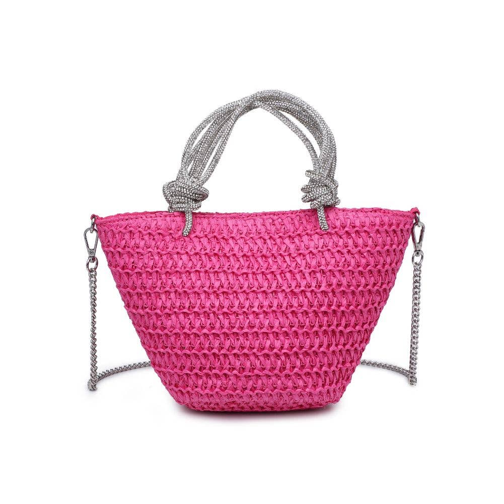Gaia Straw Mini Tote with Crystal Handles