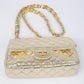 Quilted Metallic Shoulder Bag W/Oversized Chain