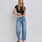 HIGH RISE DART STRUCTURED FIT BARREL LEG JEANS T6514