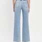 HIGH RISE CLEAN CUT RAW HEM WIDE LEG JEANS T6597