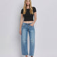 HIGH RISE DART STRUCTURED FIT BARREL LEG JEANS T6514