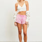 FRAYED-HEM DENIM SHORTS