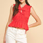 FRONT-TIE DETAILED SMOKING TOP -5555T