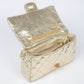 Quilted Metallic Shoulder Bag W/Oversized Chain