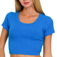 Ribbed Scoop Neck Crop Short Sleeve Top