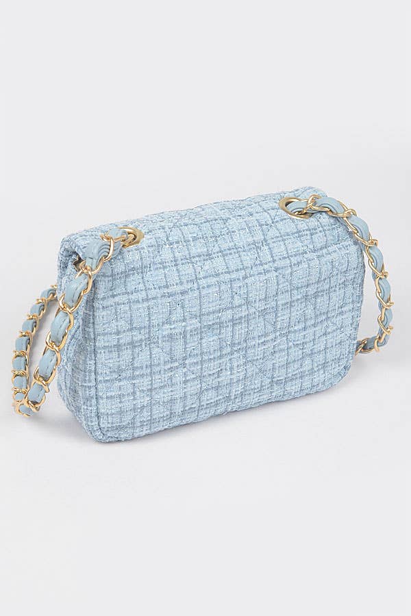 Quilted Tweed Flap Shoulder Bag