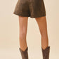 Faded Denim Front Wrap Panel Rise Waist Skort