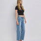 HIGH RISE DART STRUCTURED FIT BARREL LEG JEANS T6514