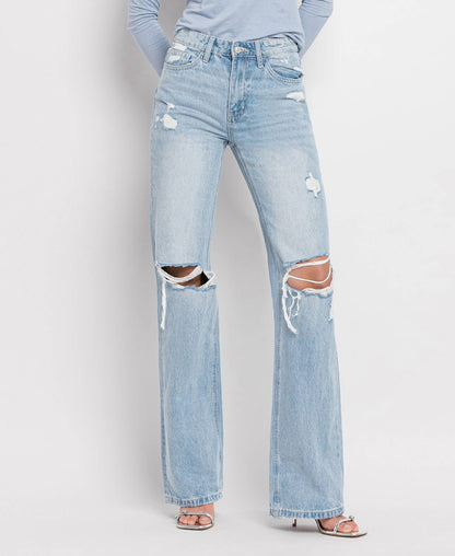 90'S VINTAGE SUPER HIGH RISE FLARE JEANS