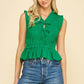 FRONT-TIE DETAILED SMOKING TOP -5555T