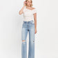 HIGH RISE CLEAN CUT RAW HEM WIDE LEG JEANS T6597