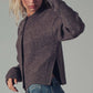 Relaxed Wool Blend Button-Up Cardigan