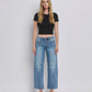 HIGH RISE DART STRUCTURED FIT BARREL LEG JEANS T6514