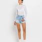 HIGH RISE DISTRESSED HEM A LINE SHORTS T6316