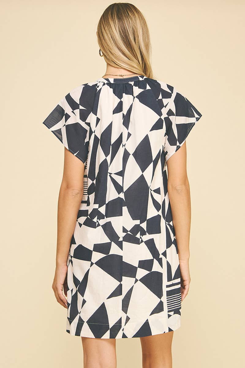 PRINT KNIT MINI DRESS