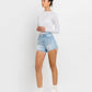 HIGH RISE DISTRESSED HEM A LINE SHORTS T6316