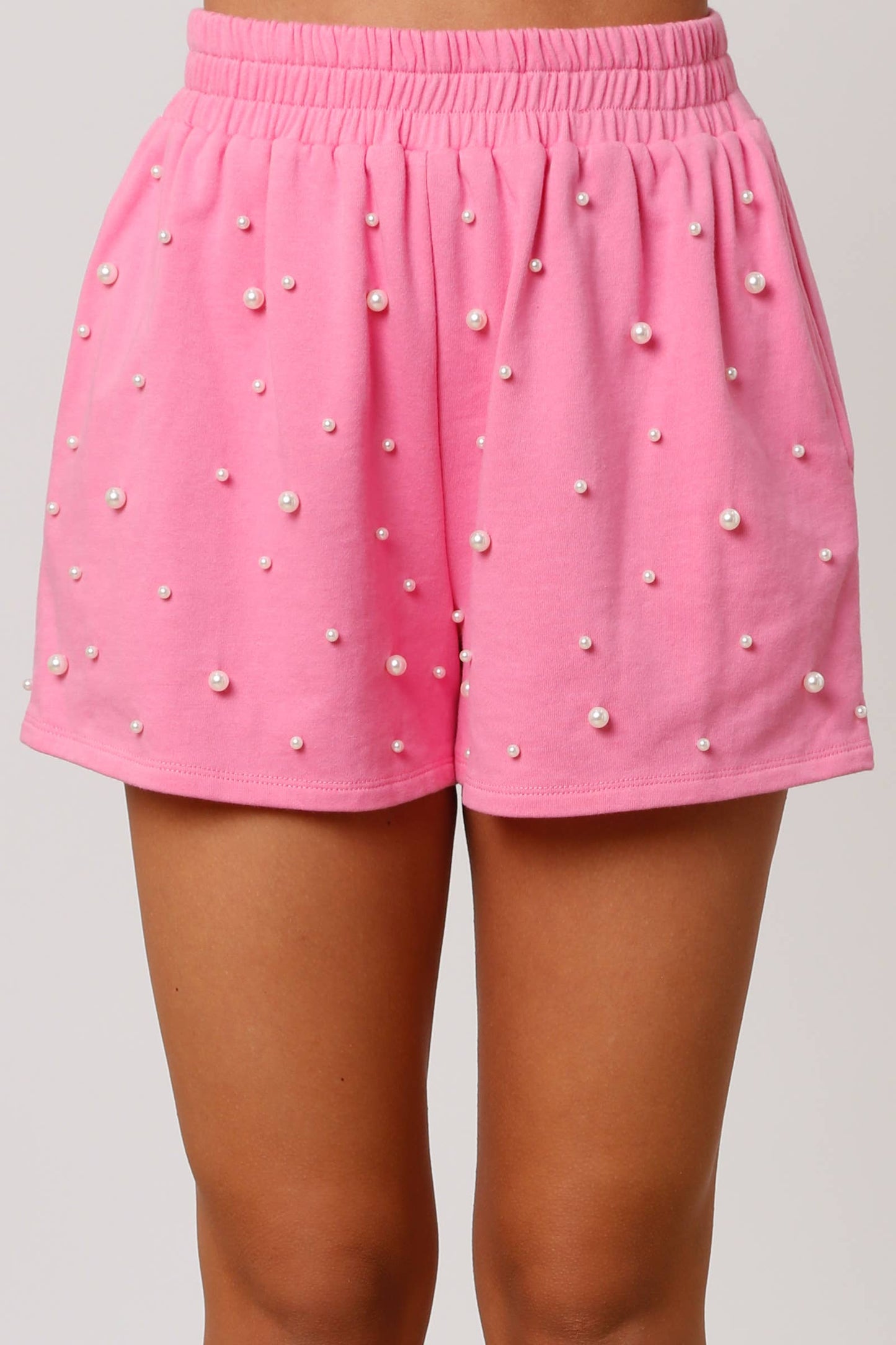 Terry Shorts with Allover Pearls