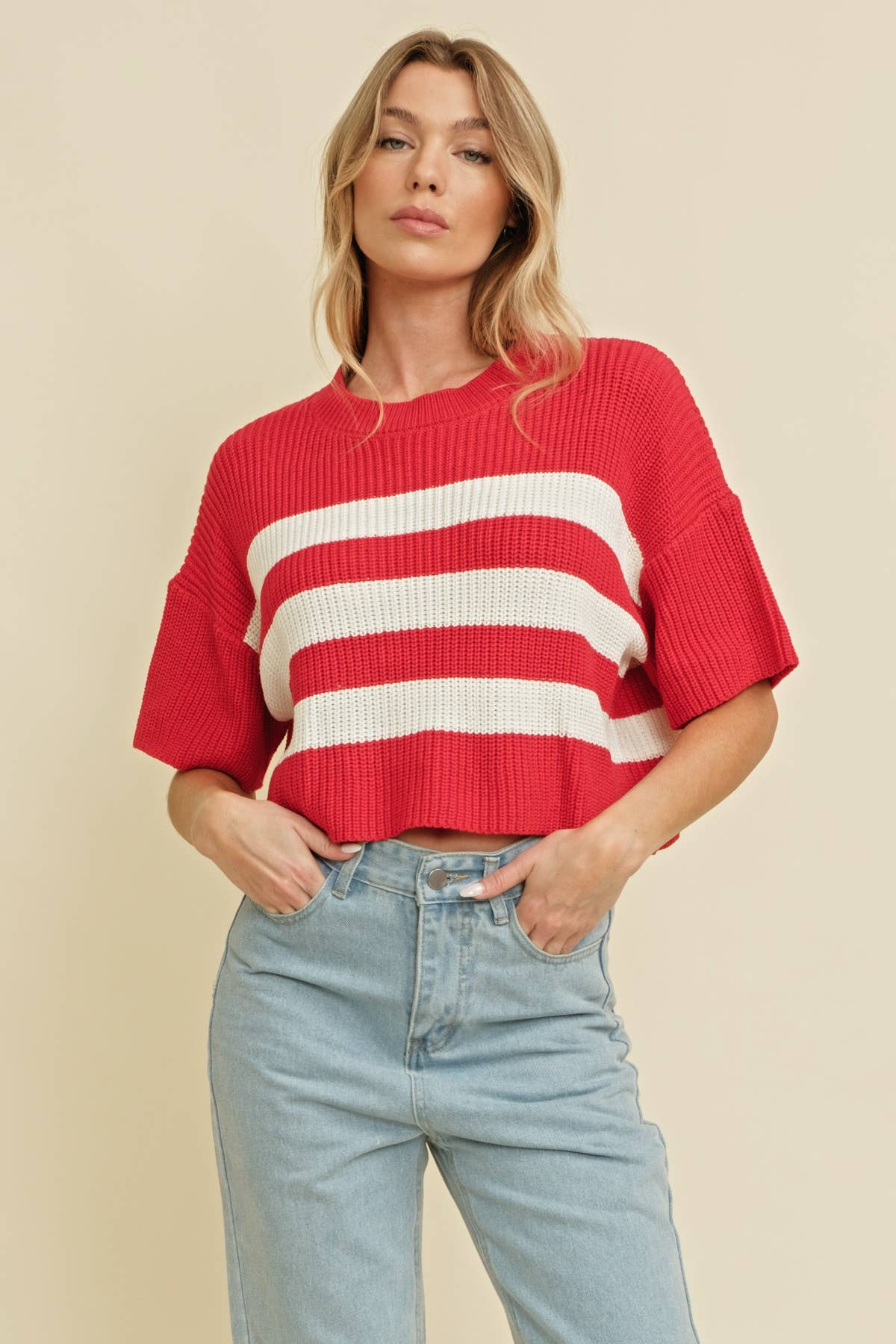 RIBBED KNIT SWEATER TOP