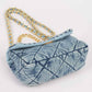 Quilted Washed Denim Flap Clutch