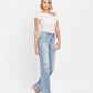 HIGH RISE CLEAN CUT RAW HEM WIDE LEG JEANS T6597
