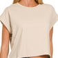 Cotton Folded Sleeve Top