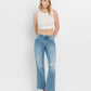 HIGH RISE DISTRESSED SLIM WIDE JEANS