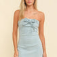 STRAPLESS BOW DETAIL DENIM MINI DRESS