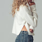 Relaxed Wool Blend Button-Up Cardigan
