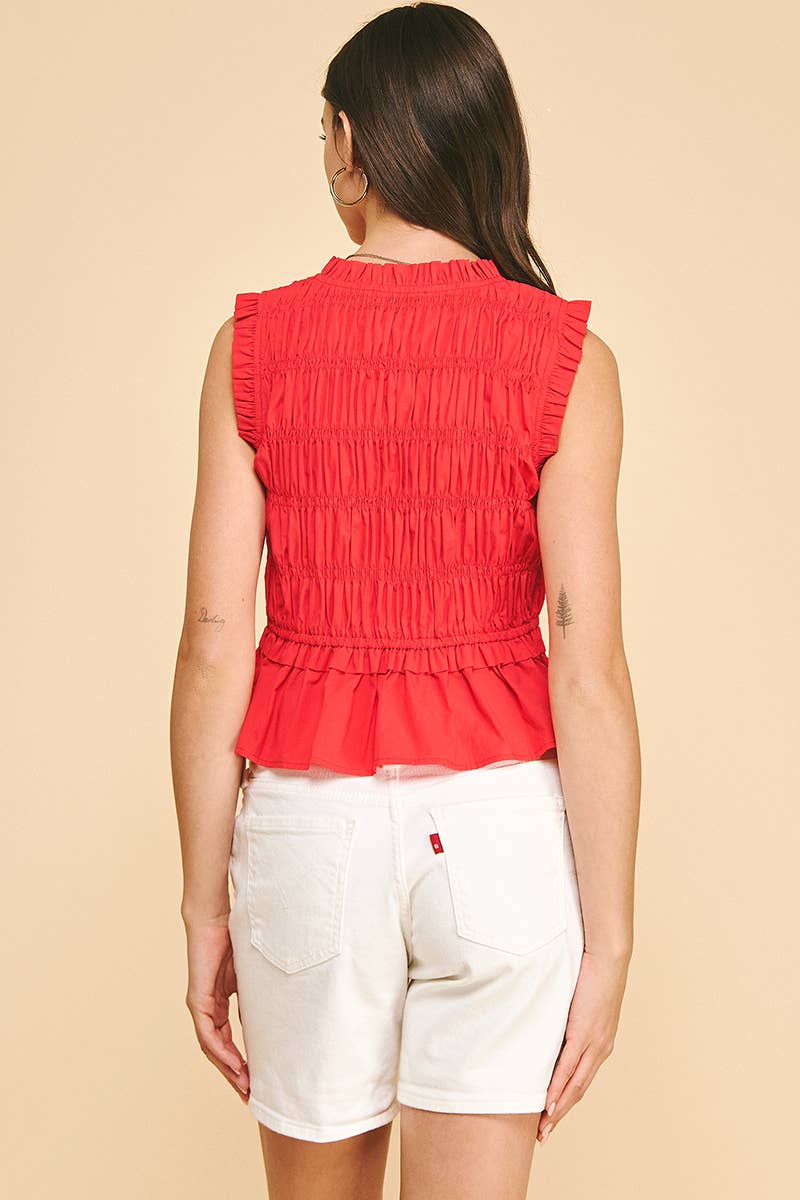 FRONT-TIE DETAILED SMOKING TOP -5555T
