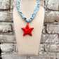 Chunky Powder  Bandana with Red Star Necklace 
