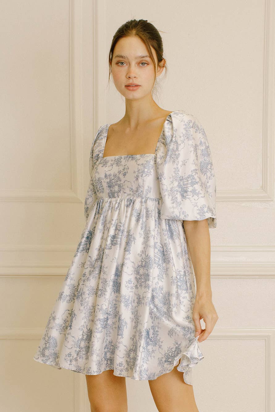 GARDEN TOILE PRINT BABY DOLL DRESS