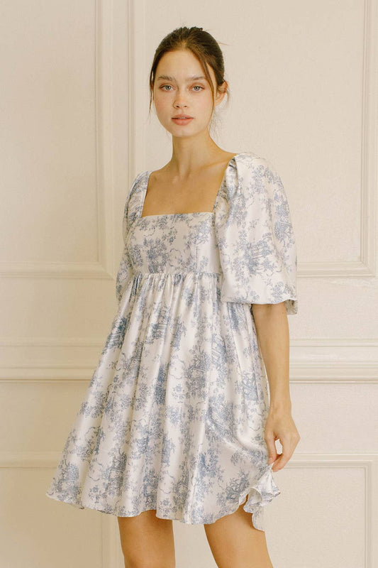 GARDEN TOILE PRINT BABY DOLL DRESS