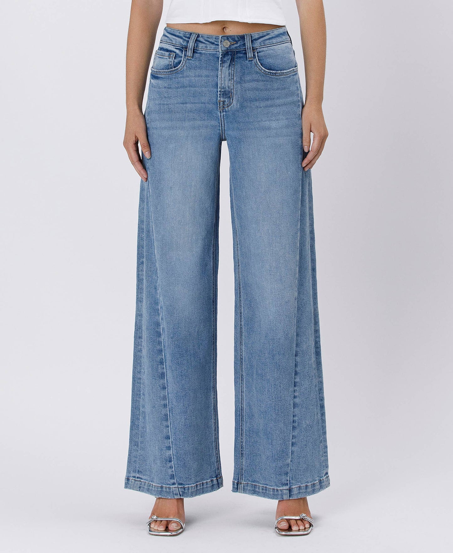 HIGH RISE SEAM DETAIL PALAZZO JEANS V3608