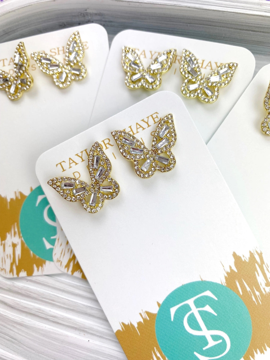 CRYSTAL BUTTERFLY STUDS