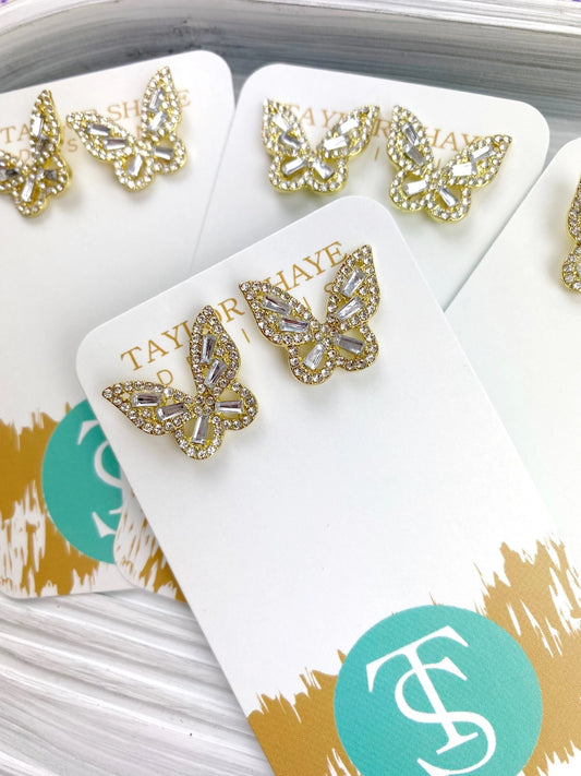 CRYSTAL BUTTERFLY STUDS