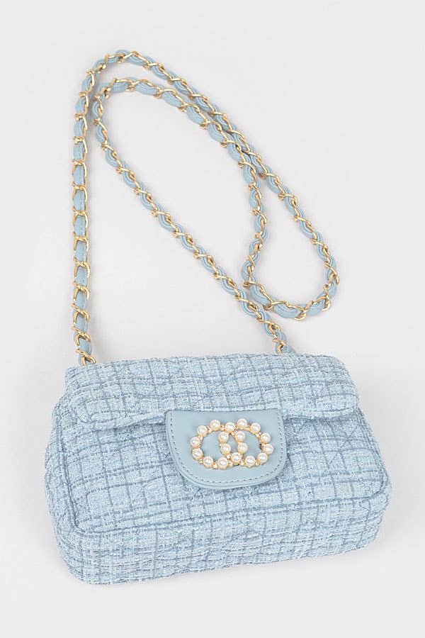Quilted Tweed Flap Shoulder Bag