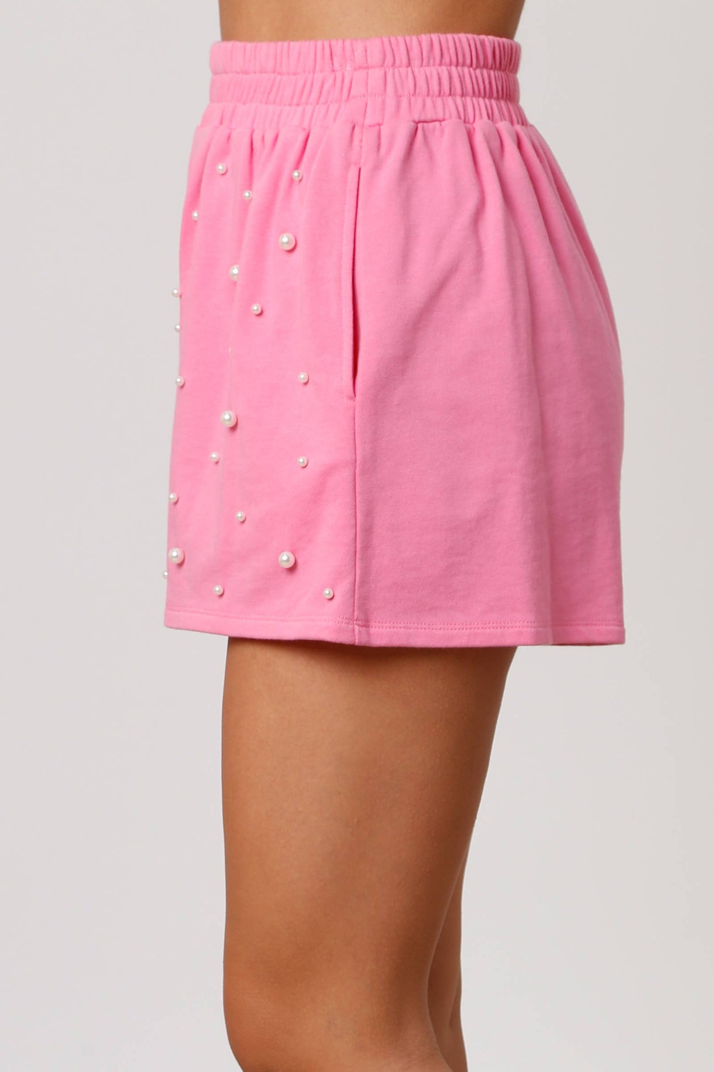 Terry Shorts with Allover Pearls