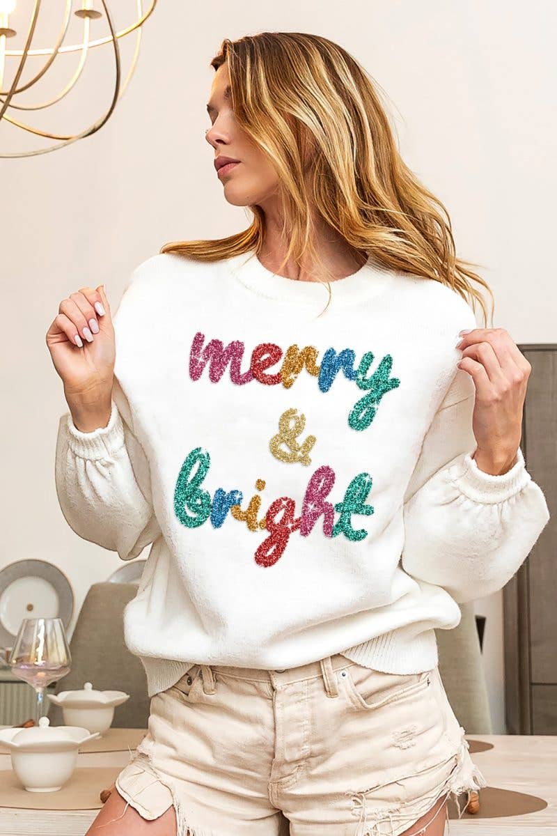 Tinsel Lettering Christmas Sweater
