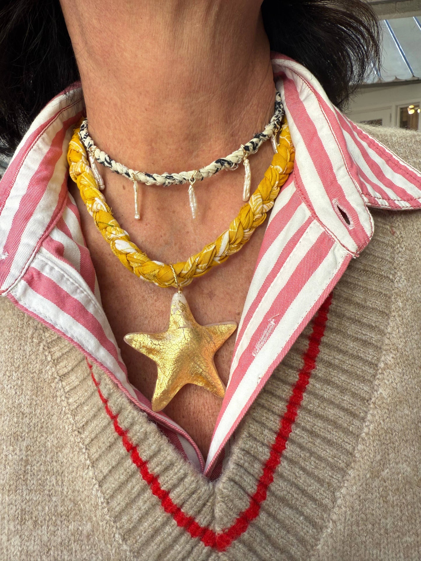 Chunky Turquoise Bandana with Gold Star Necklace