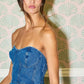 IT2550  Denim Strapless Bustier Peplum Top