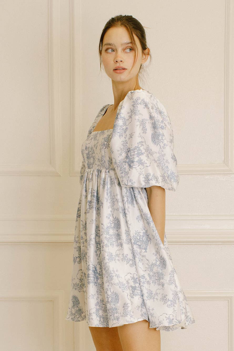 GARDEN TOILE PRINT BABY DOLL DRESS