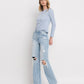 90'S VINTAGE SUPER HIGH RISE FLARE JEANS