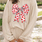 Heart Bow Valentines Corded Pajamas Set