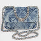 Quilted Washed Denim Flap Clutch