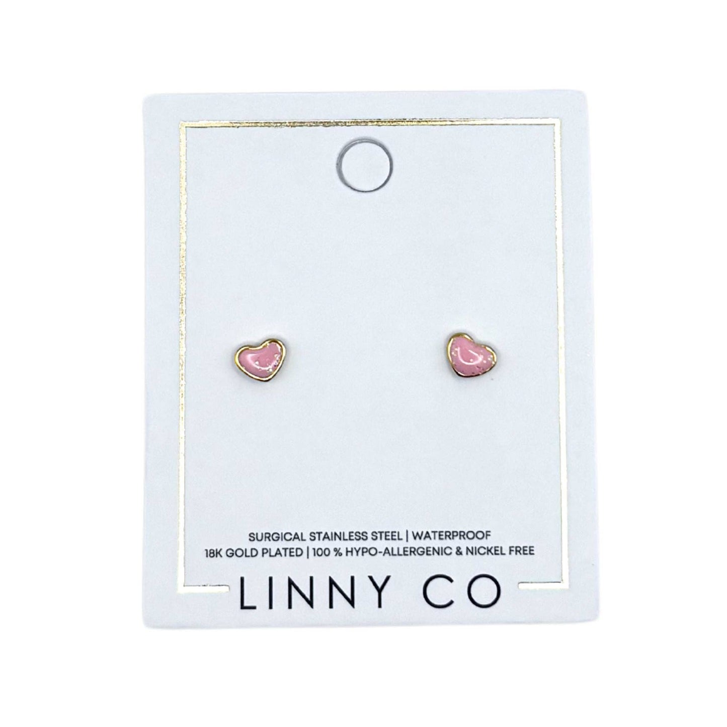 Screwback Stud - Nora Heart - Pink
